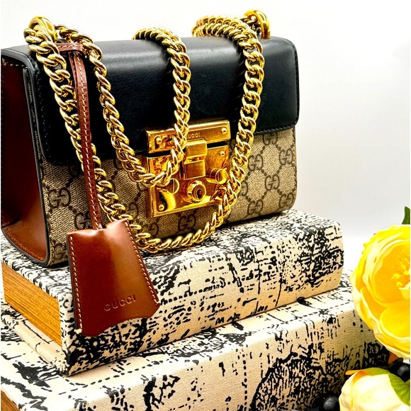 Gucci Handbags - GUCCI GG Supreme calfskin small padlock shoulder bag